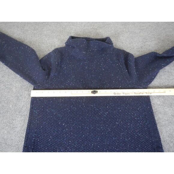 Talbots Sweater Button Side Detail Women's Size XL Navy Blue Sparkle Mock Neck - Picture 5 of 10
